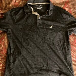 Nautica Men's Polo Shirt in Black with White Trim